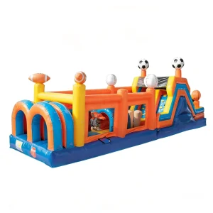 Multi Sports Themed Eco Friendly PVC Inflatable Obstacle Course Slide Kids Sports Adventure Play Equipment Commercial Grade Dry