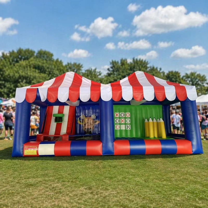 Multi-function Indoor Outdoor School Carnival Fair Game Booth with Ring Toss Bull Head Stall