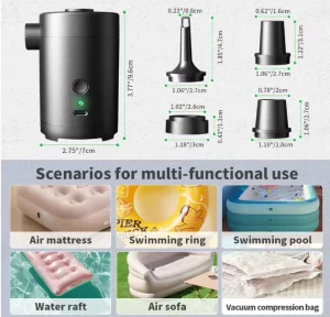 Multi mode 4000mAh Rechargeable Mini Plastic Inflatable Air Pump Cordless Portable Design Digital Camping Equipment Accessories