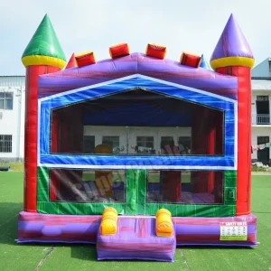 Maison gonflable de base de qualité commerciale multicolore, maison de saut extérieure pour fêtes d'enfants, location de carnaval