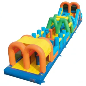 Multicolor Dual Lane Inflatable Obstacle Course Slide Eco Friendly PVC Custom Size Kids Team Challenge Play Equipment Commercial
