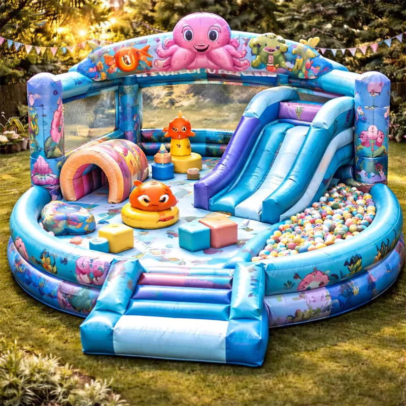 Multifun Seaworld aufblasbare Ozean-Hüpfburg mit 0,55 mm PVC-Material 12 Monate Garantie für gewerbliche Nutzung