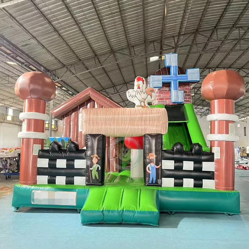मल्टीप्ले फार्म बाउंस & स्लाइड बाउंसी inflatable जंपर कैसल बाहरी बाउंस हाउस कॉम्बो