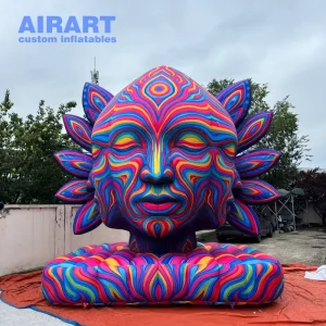 Ballon gonflable coloré de 5 m de haut décoré pour festival de musique, pour parc, jardin, pelouse