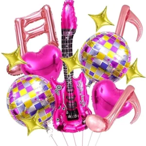 Musical Instrument Note Balloon Set Metallic Thick 4D Decoration for Birthday Party Rock and Roll