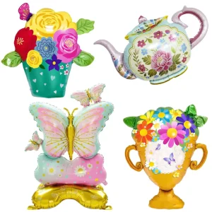 Mylar Aluminum Flower Tea Garden Mother’s Day Princess Helium Inflatable Decoration Birthday Teapot Foil Party Balloon