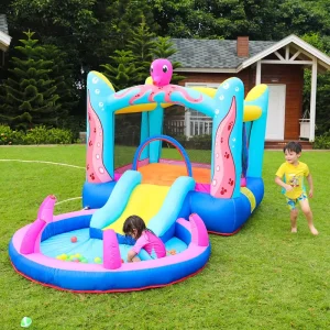 Net Octopus Party Inflatable Bouncer Castle Bounce House Water Slide 420D+840D Oxford Fabric Home Use