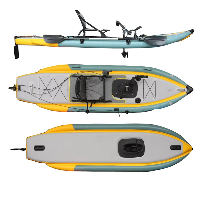 Kayak Pedal Mengembang 12FT untuk 1 Orang Kayak Memancing PVC dengan Sertifikat CE Portabel untuk Laut Danau