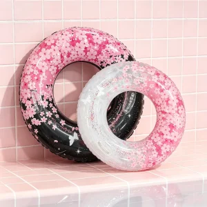 New Arrival Cherry Blossom Inflatable Swimming Ring with Handle for Adult