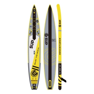 New Design 14 ft Double Layer Inflatable Stand up Paddle Board White Navy 2 Year Warranty Racing Boards for Adults