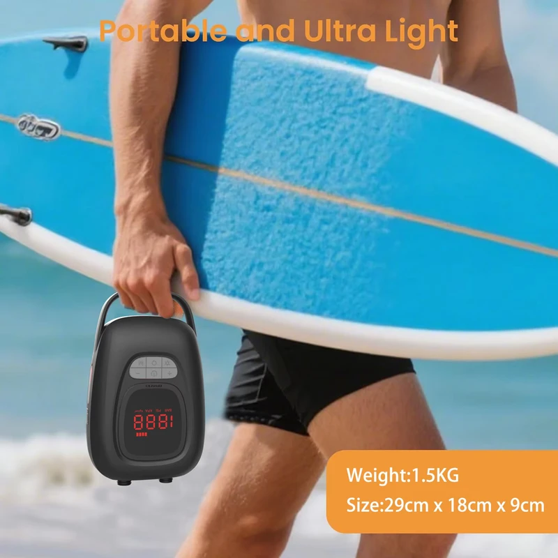 Novo Design Bomba de Ar Inteligente de Alta Pressão 20PSI Recarregável para Inflar e Desinflar Prancha de Paddle, Pipa, Tenda, Colchão