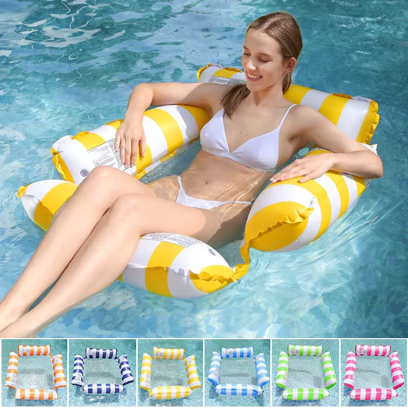 Novo Design - Hamaca Inflável de Água com 4 Tubos e Rede para Flutuação