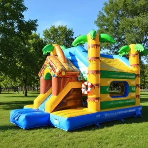 New Design Beach Party Theme Inflatable Bounce House Bouncy Castle Kids Inflatable Commercial Jumping Castle With Slide for Sale