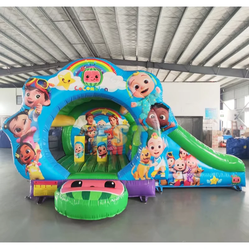 Nuovo Design Castello Gonfiabile Cocomelon, Casa Gonfiabile per Feste, Castello Salterino per Bambini, Combo Gonfiabile con Scivolo