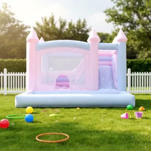 Nuovo Design Commerciale, Castello Gonfiabile Rosa con Scivolo e Piscina di Palline, Combo per Parco Giochi per Bambini