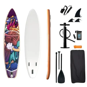 New Design Custom Inflatable SUP Non slip Stand Up Paddle Board with Safety Leash