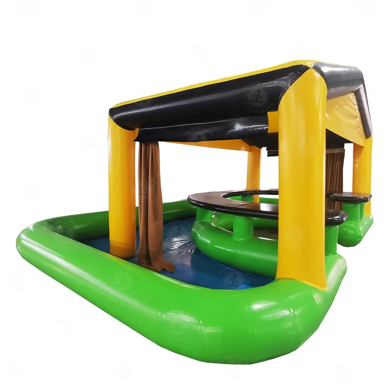 Neues Design aufblasbares Wasserbar-Zelt-Haus-Kombination für Familienfeiern Hinterhof aufblasbarer Pool Werbung mit Luftbläser-Zubehör
