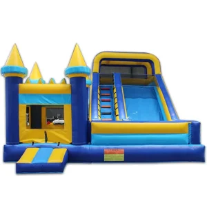 Desain Baru Rumah Lompat Inflatable Kombinasi Kastil Bouncy dengan Seluncuran Kastil Lompat untuk Anak-anak