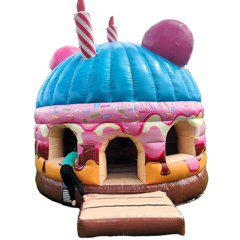 Nouveau château gonflable en forme de gâteau d'anniversaire, maison gonflable pour fête d'anniversaire