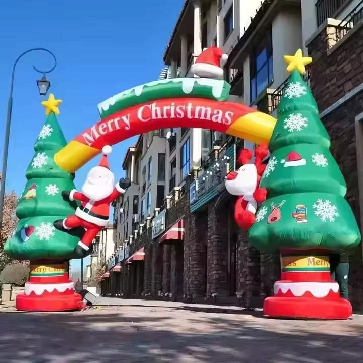 Cổng quảng cáo Giáng sinh lớn ngoài trời thiết kế mới trang trí Ông già Noel bơm hơi cartoon PVC Oxford bền