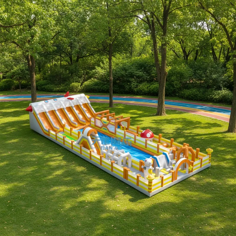 New Design PVC Giant Inflatable Durable Jumping Castle Slide Pool Obstacle Course Water Park Equipment Outdoor Sports Game 500kg