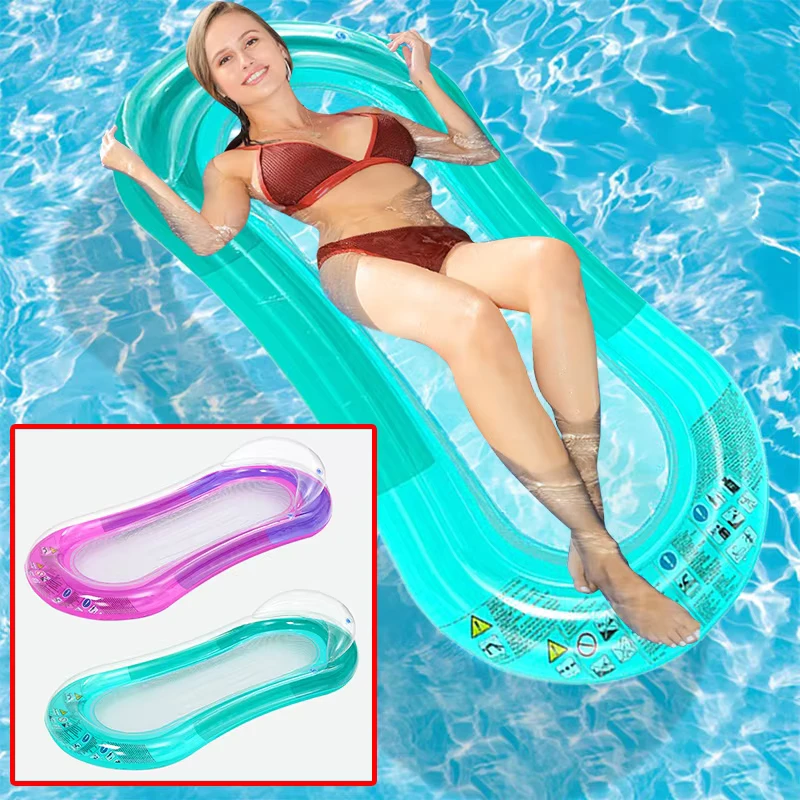 New Design PVC Pool Floats Transparent Inflatable Pool Float Hammock Custom Logo Swimming Pool Float