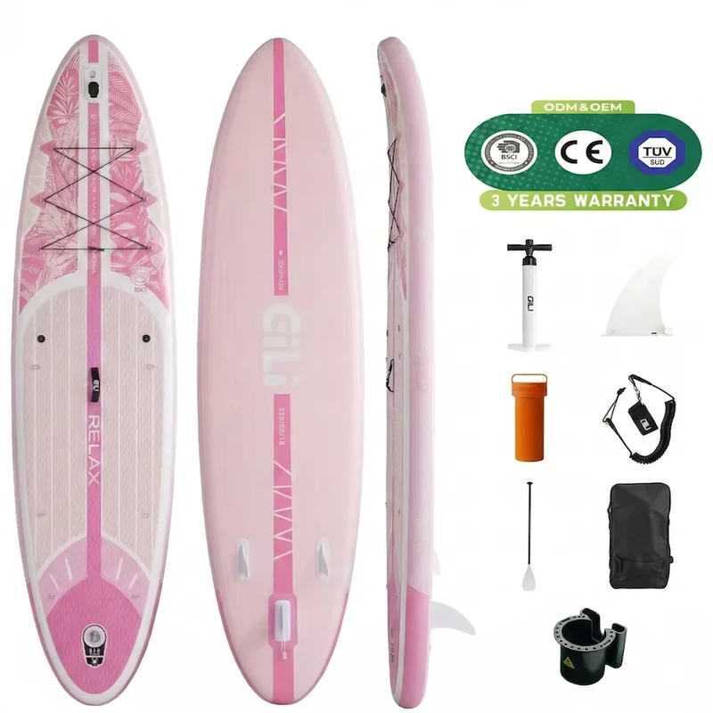 Prancha de Stand Up Paddle Inflável Completa para Mulheres e Meninas, Rosa, 335 cm, Estável, Recreativa