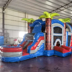 Combo bouncer hơi trong nhà ngoài trời mới với đường trượt và bể bơi cho thuê