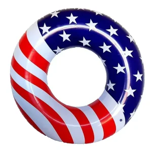 Nieuwe Stijl Water Zwemring Inflatable Zwemband met Sprankelende Zilveren Sterren Confetti USA Vlag Ontwerp