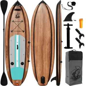 New Trend IBoard ISUP Pink Wood PVC EVA Inflatable Paddle Board All Around SUP for Fishing and Surfing