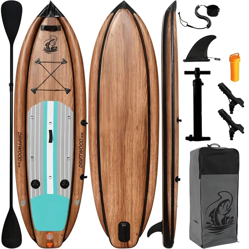 New Trend IBoard ISUP Pink Wood PVC EVA Inflatable Paddle Board All Around SUP for Fishing and Surfing