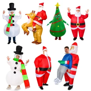 New Unisex Adults Funny Christmas Party Holiday Mascot Inflatable Christmas Santa Claus Costume
