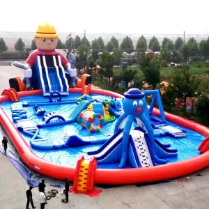 新しい水遊び用機器公園インフレータブル水滑り台スイミングプール屋外遊び場用