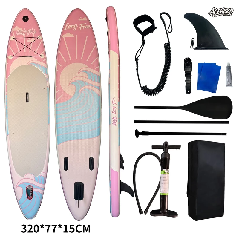 Tavola da paddle gonfiabile portatile a drop stitch di nuova progettazione, pieghevole, con accessori per intrattenimento acquatico per adulti