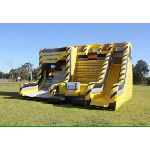 Corso di Ostacoli Ninja Warrior Gonfiabile con Parete in PVC e Scivolo Ninja, Inclusi Kit di Riparazione e Soffiatore