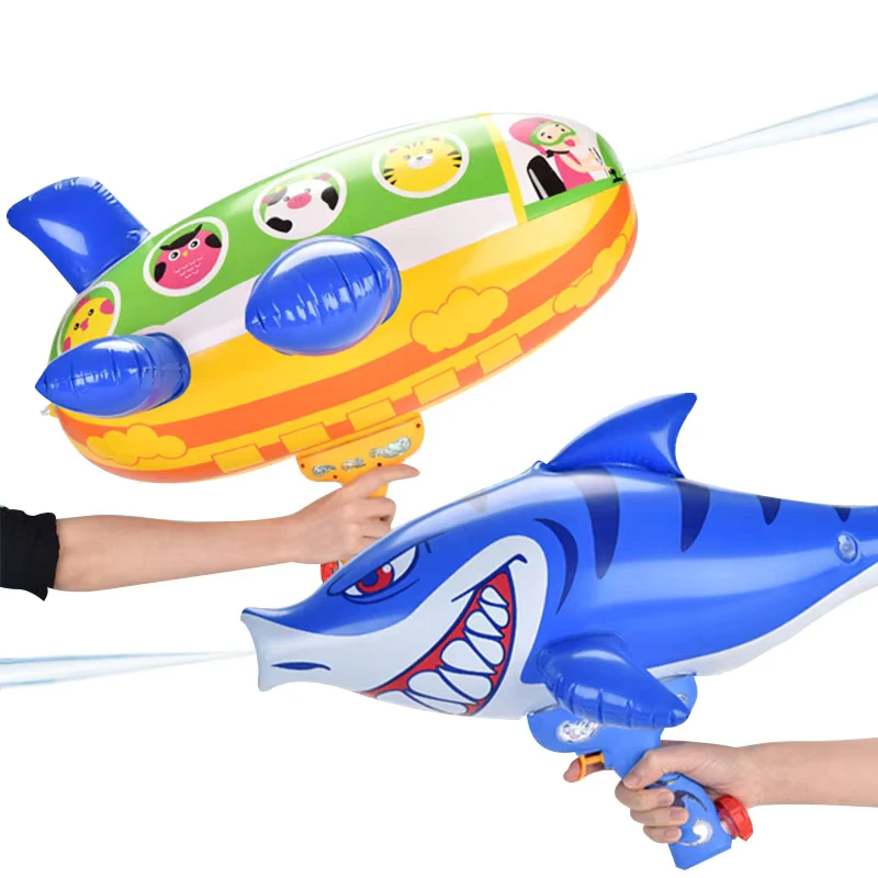 Juguetes Inflables de Agua en Forma de Tiburón y Dinosaurio, Pistola de Agua Inflable de Gran Capacidad, Juguete de Verano al Aire Libre