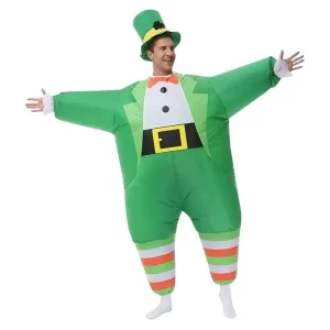 Disfraz inflable de nylon para fiestas, vestido de cosplay, unisex, divertido, tema irlandés de Halloween y Navidad, payaso divertido de barriga grande