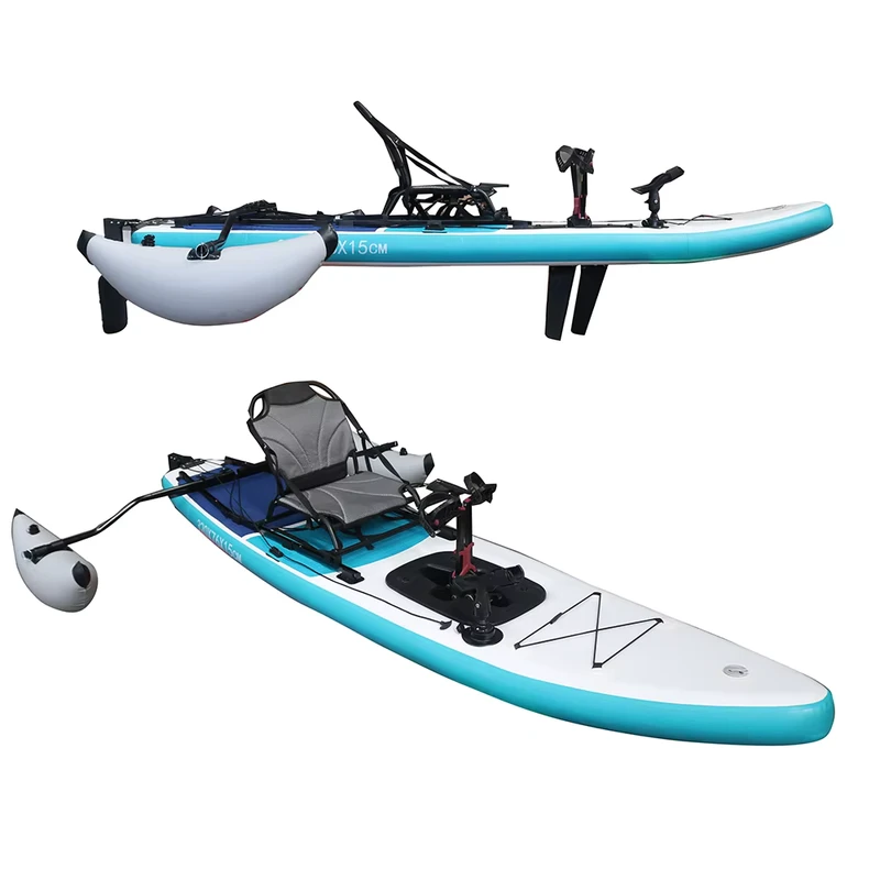 Kayak gonflable à pédales de 320 cm OEM, canoë pour 1 personne, bateau de rame, logo personnalisé, approvisionnement direct d'usine, pêche en eaux océaniques