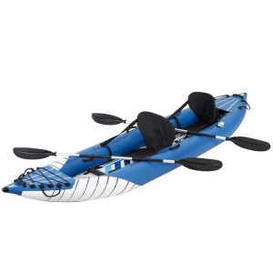 OEM Blue PVC Customized Size 2 Person Fishing Inflatable Kayak 2 Paddlers Adjustable Seats Rod Holder