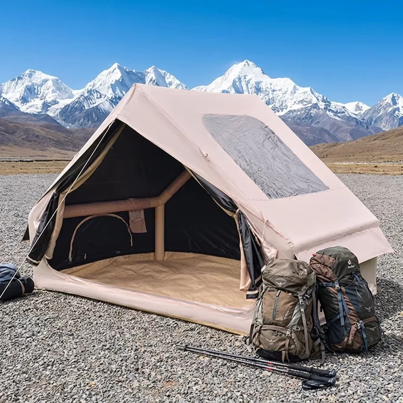 OEM Camping Outdoor 6.3㎡ 1-4 People Waterproof Tent 4 Season 300D Oxford Fabric Portable Inflatable Camping Winter Tent