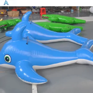 OEM Customize Design PVC Air Blow Inflatable Fish Dolphin Pool Float Ride On Boat Toy