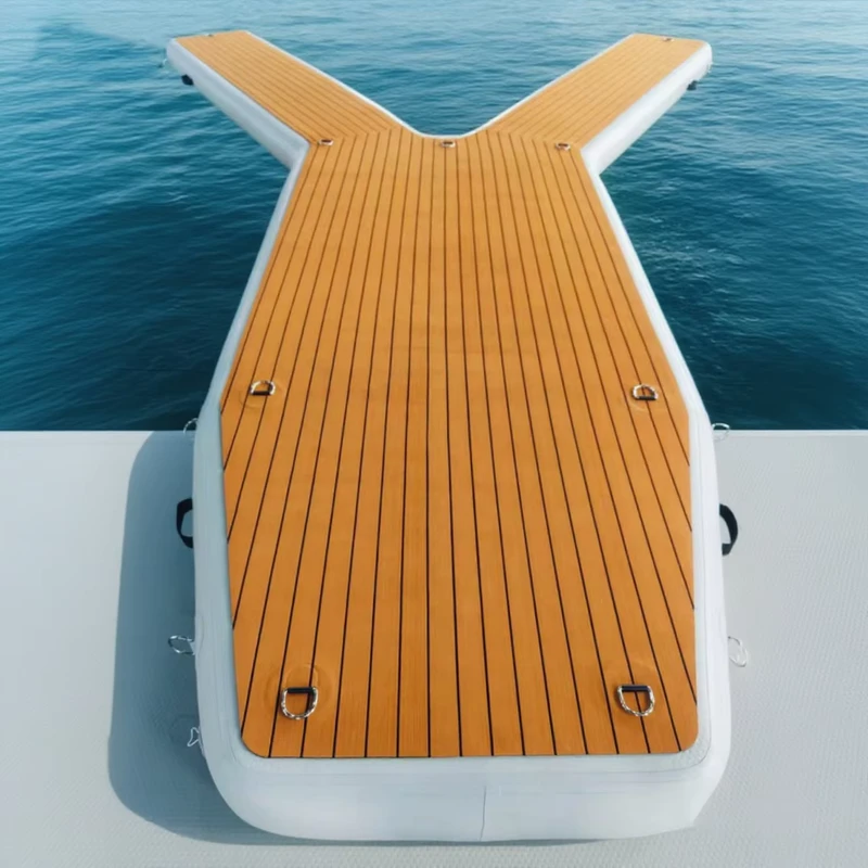 Doca Flutuante Inflável em Ponto Y com Costura Drop Stitch OEM para Iate, Plataforma Flutuante de Água com Superfície Antiderrapante