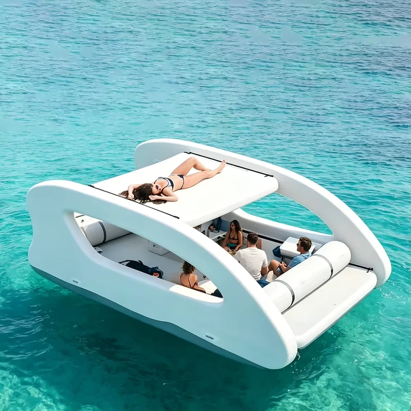 Yacht Pesta Inflatable Drop Stitch OEM, Stabil, Kompatibel dengan Motor Listrik, Sewa Resort