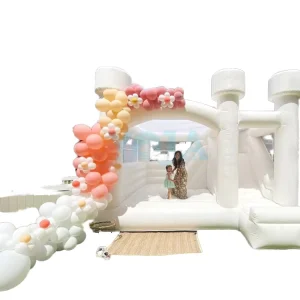 OEM 인플레이터블 PVC 어린이 점핑 성 13FT 화이트 바운스 하우스 결혼식 및 생일용 블로워 포함