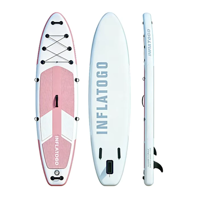 OEMインフレータブルスタンドアップパドルボード10'6"x32"x6"PVC湖川用3フィンシステムパドルリーシュ修理キット付き（オールラウンド）