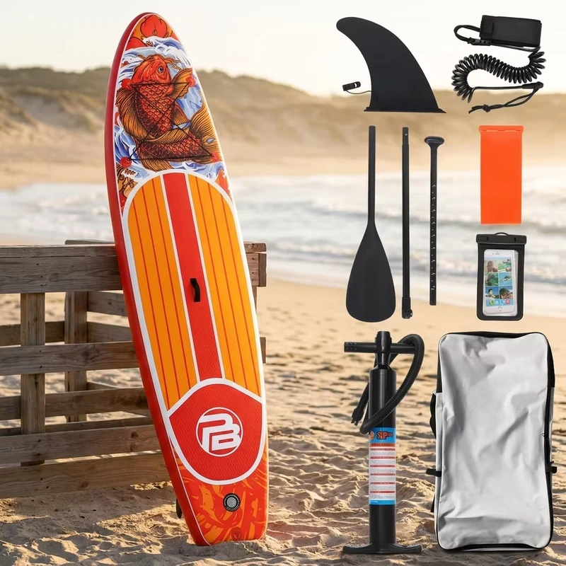 OEM Inflatable Stand up Paddle Board Yoga SUP Set with EVA PVC Construction Fins Leash & Carry Bag for Adults Kids & Pets