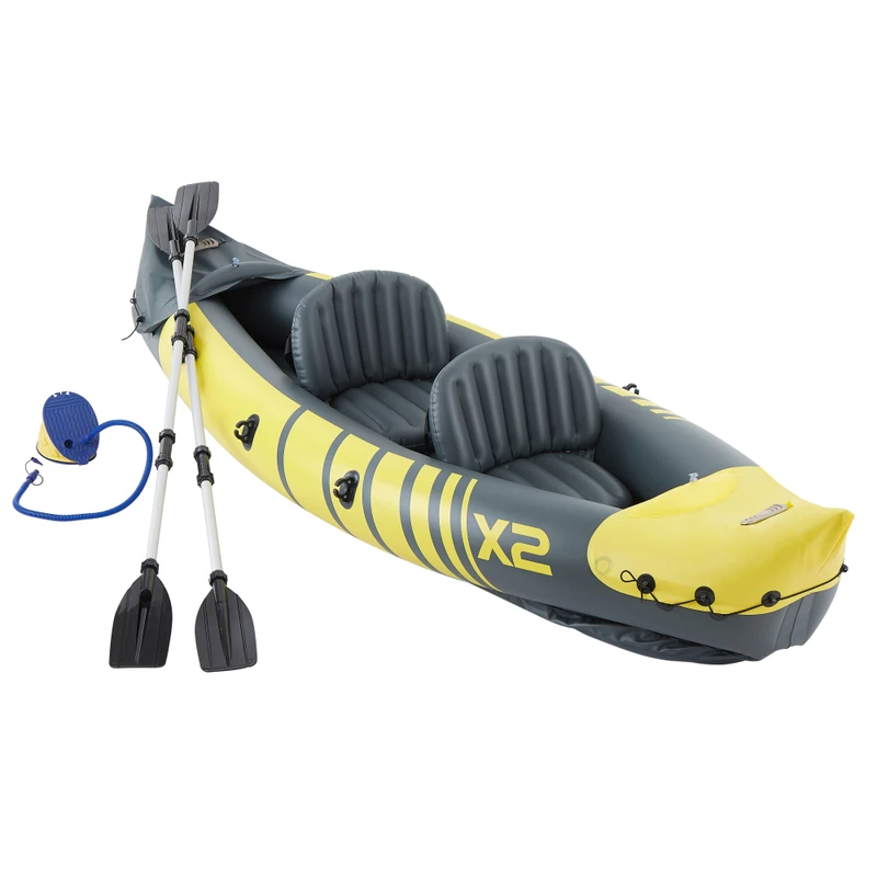 OEM Leichtes aufblasbares PVC Doppel-Kajak mit Sitz für 2 Personen, Angeln und Outdoor-Nutzung, 3,1-4 m Länge, inklusive Pumpe und Zubehör