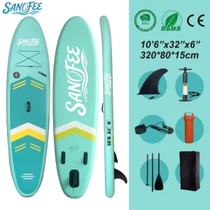 Paddle board gonfiabile da 10'6" ultra stabile, ISUP, fabbrica per principianti e uscite in famiglia