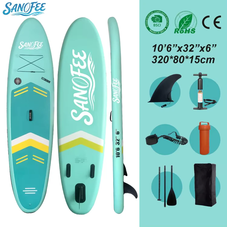 Planche à pagaie gonflable de 10'6" tout terrain, ultra stable, ISUP, fabriquée pour débutants et sorties en famille