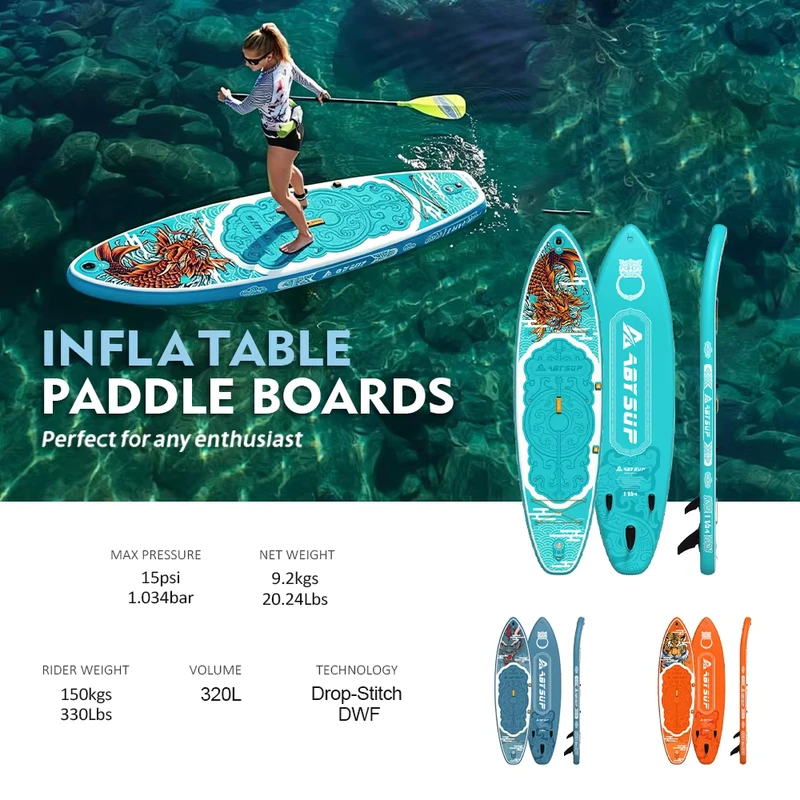 OEM ODM CE Certified Inflatable Stand up Paddle Board (SUP) with Drop Stitch Core Portable Eco Friendly 150kg Capacity